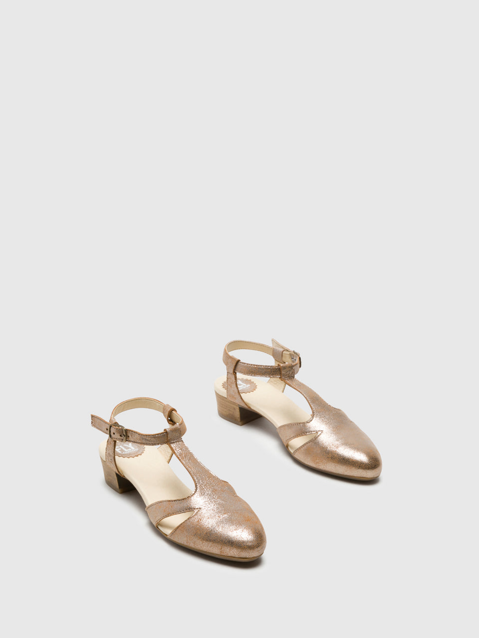 Fly London Gold T-Strap Sandals